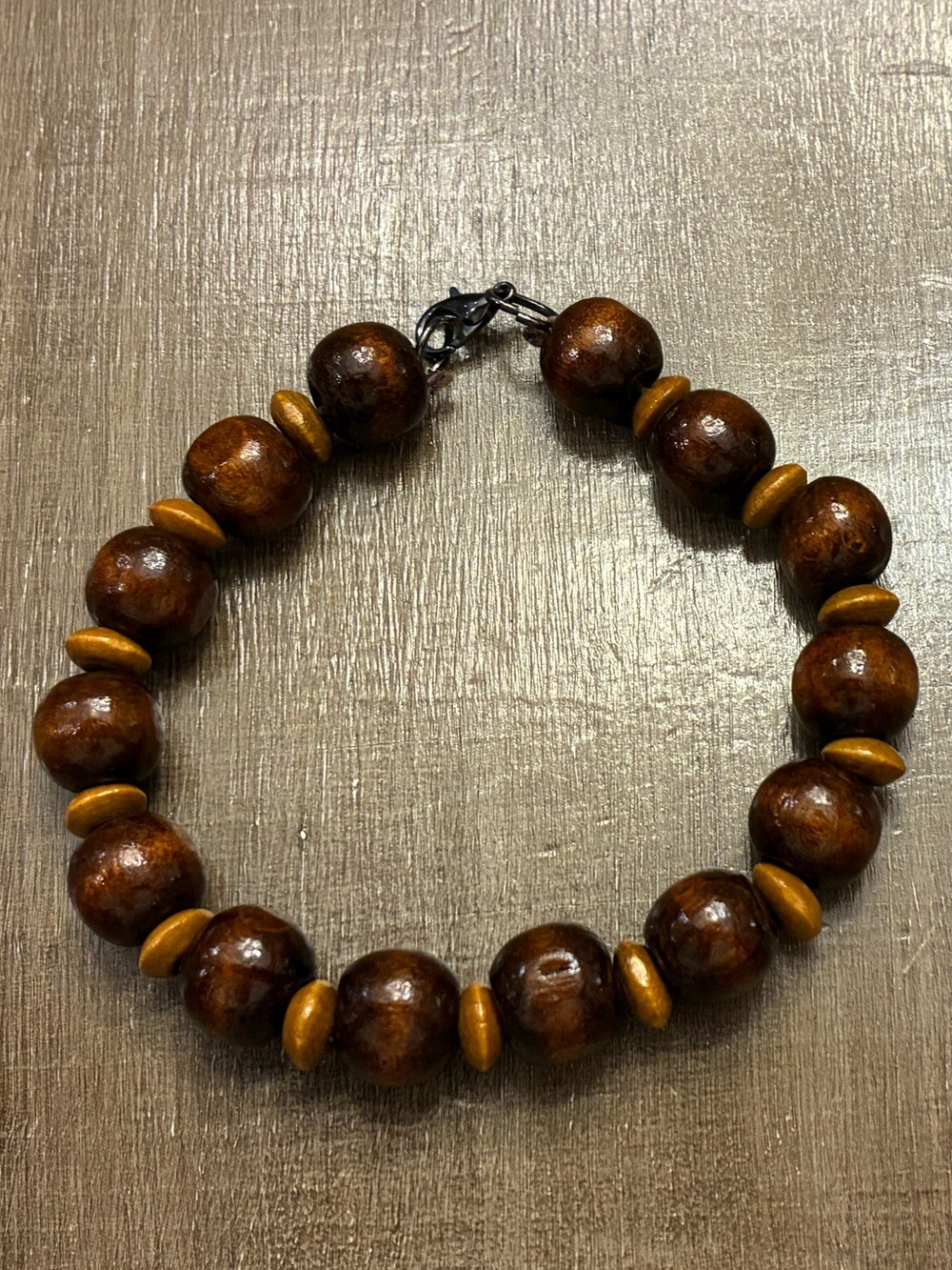 Handcrafted Brown Wood Bead Bracelet - Natural Brown